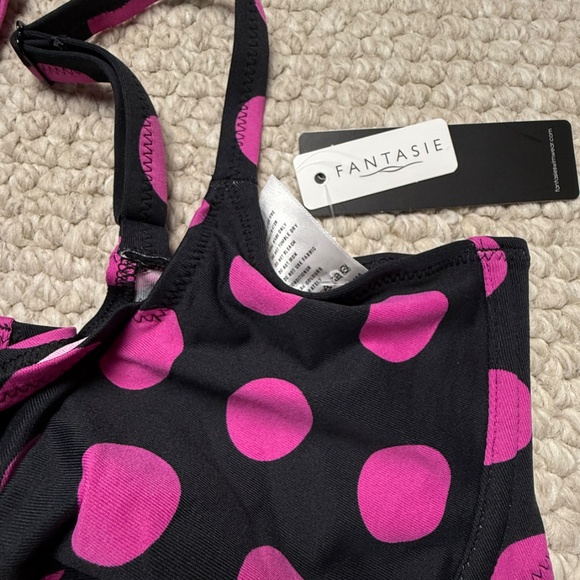 Fantasie Swimwear 38FF Ibiza Underwired Balcony Bikini Top 5374 Black Pink NWT - Picture 5 of 6